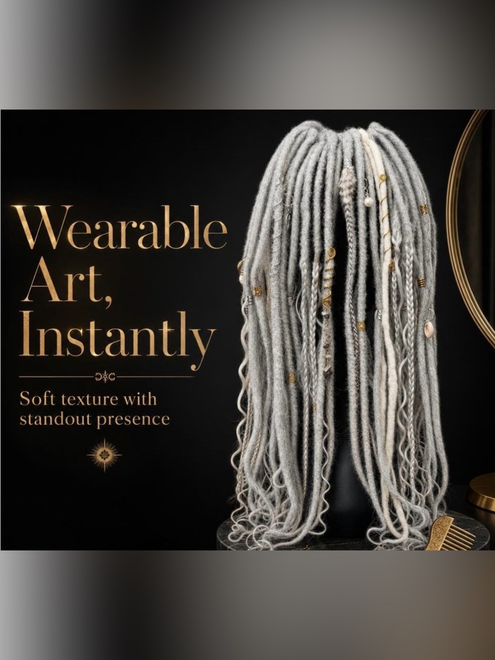 Caribe Moonstone Dread Pony™ – 26” Boho Luxe Ponytail Extension - Picture 10 of 10